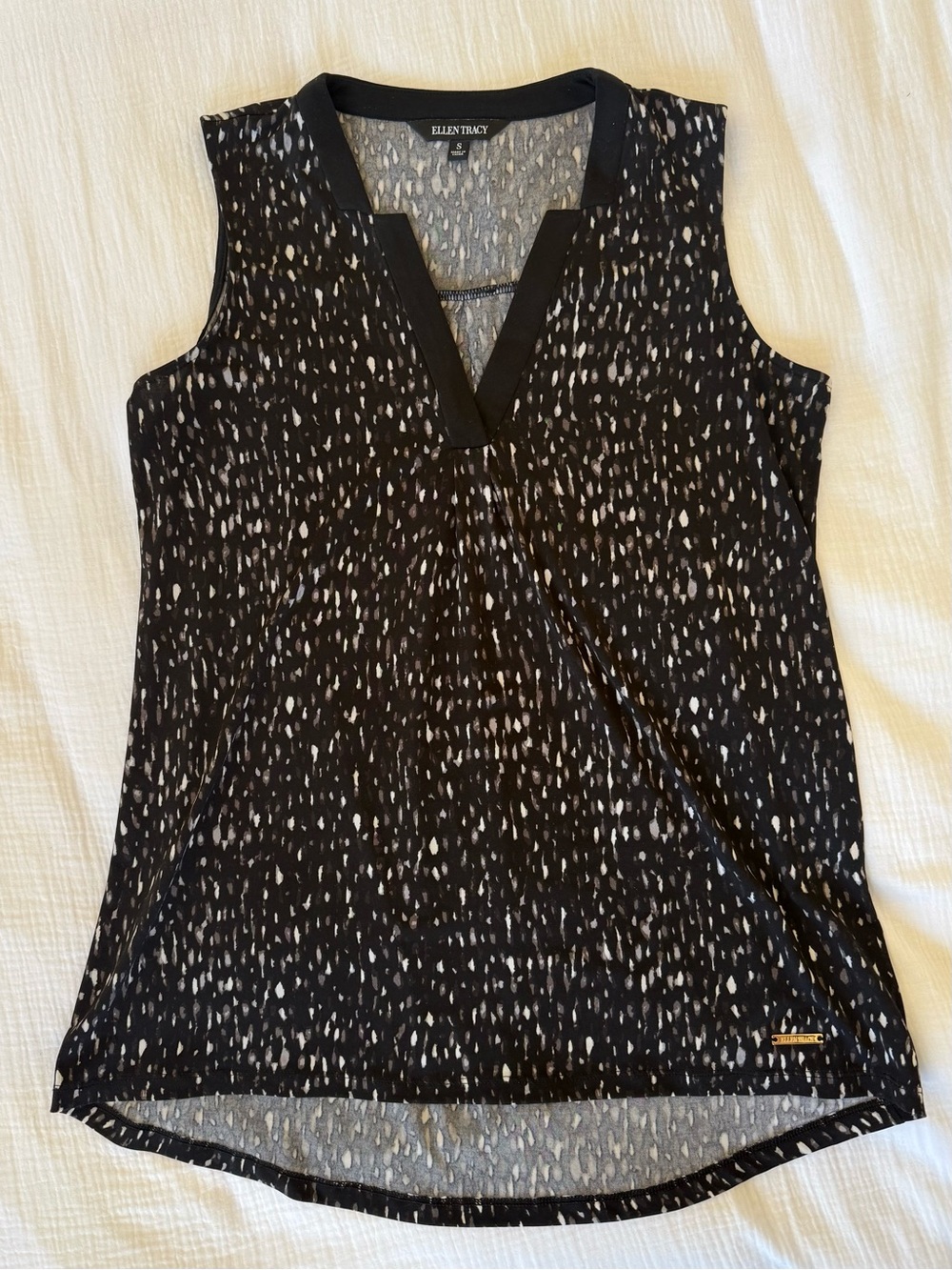 Ellen Tracy Textured Sleeveless High-Low Shell Blouse Top Sz Small
